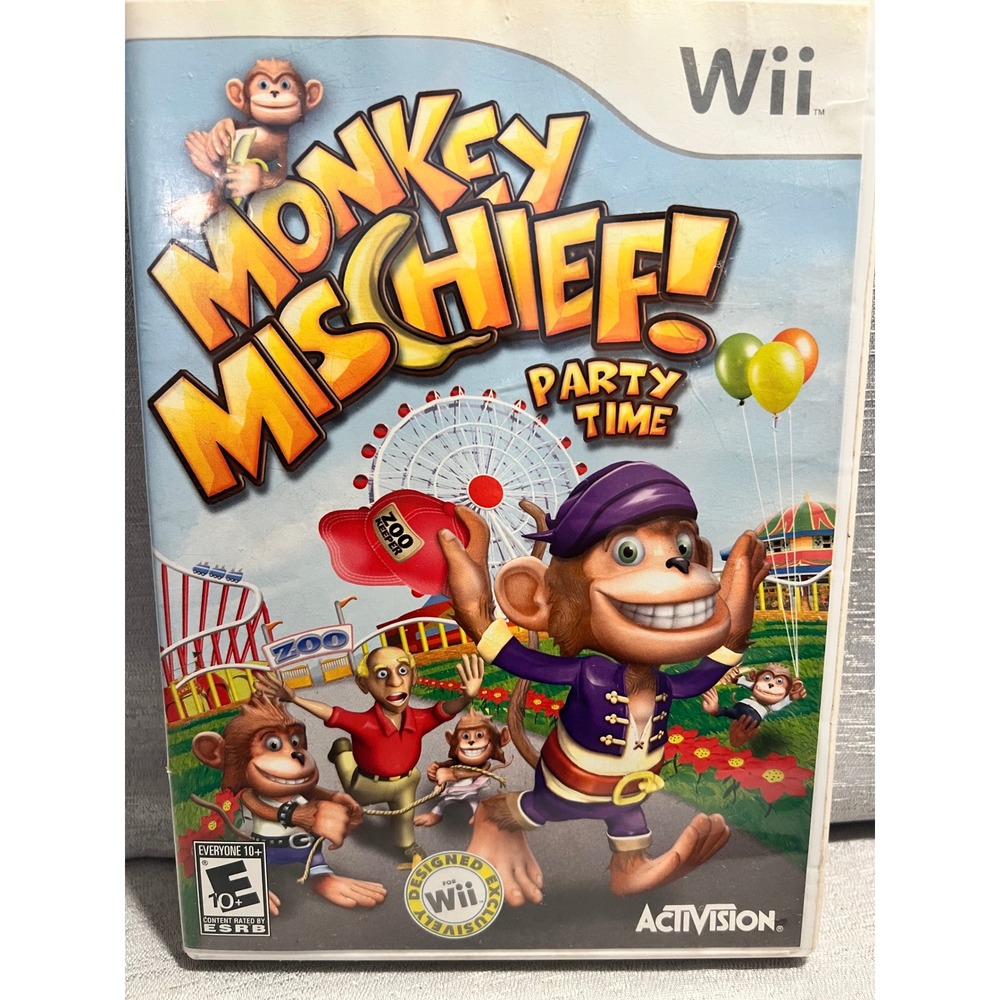 Monkey Mischief Party Time Nintendo Wii 2008 Activision Complete CIB RVL-PFVE